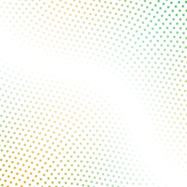 Dalgalar ve noktalarla soyut bir arkaplan. Vektör bayrağı. Poster, kart, broşür, broşür, broşür için arka plan. Tasarım için geometrik element. Yeşil, turuncu ve beyaz eğim