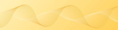 Çizgiler ve dalgalarla soyut bir arkaplan. Web pankartı boyutu. Tasarım elementi. Broşür, broşür, broşür, broşür, poster için vektör arkaplan. Sarı renkte. Yaz, sonbahar