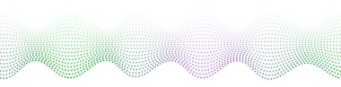 Noktalı ve dalgalı soyut bir arkaplan. Web pankartı boyutu. Tasarım elementi. Broşür, broşür, broşür, broşür, poster için vektör arkaplan. Yeşil, pembe ve beyaz gradyan