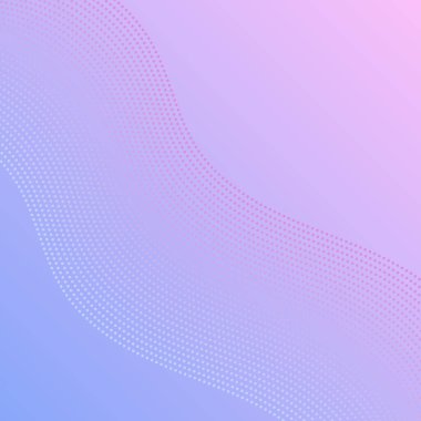 Dalgalar ve noktalarla soyut bir arkaplan. Vektör bayrağı. Poster, kart, broşür, broşür, broşür için arka plan. Tasarım için geometrik element. Pembe ve mavi gradyan. Mor renk