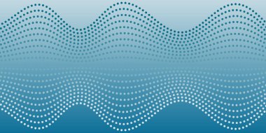 Noktalı ve dalgalı soyut bir arkaplan. Orta boy pankart. Tasarım elementi. Broşür, broşür, broşür, broşür, poster için vektör arkaplan. Mavi Gradyan