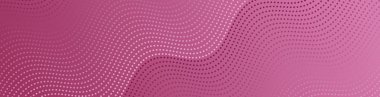 Noktalı ve dalgalı soyut bir arkaplan. Web pankartı boyutu. Tasarım elementi. Broşür, broşür, broşür, broşür, poster için vektör arkaplan. Pembe renk