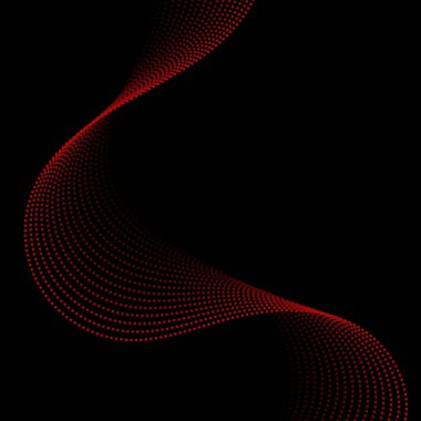 Dalgalar ve noktalarla soyut bir arkaplan. Vektör bayrağı. Poster, kart, broşür, broşür, broşür için arka plan. Tasarım için geometrik element. Kırmızı ve siyah gradyan
