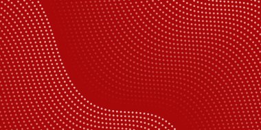 Noktalı ve dalgalı soyut bir arkaplan. Orta boy pankart. Tasarım elementi. Broşür, broşür, broşür, broşür, poster için vektör arkaplan. Kırmızı Gradyan