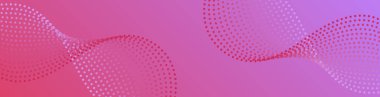Noktalı ve dalgalı soyut bir arkaplan. Web pankartı boyutu. Tasarım elementi. Broşür, broşür, broşür, broşür, poster için vektör arkaplan. Pembe ve mor gradyan