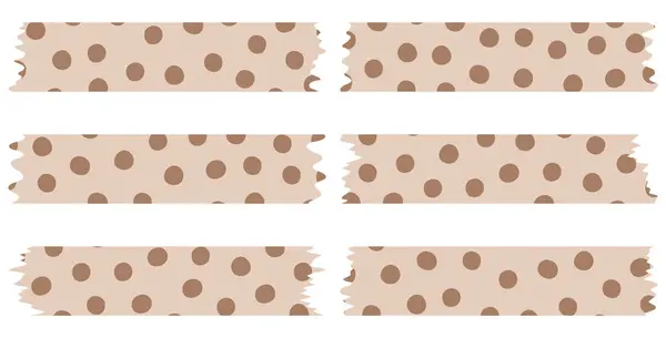 stock vector Set of brown washi tapes with polka dot pattern isolated. Washi tapes collection in vector. Pieces of decorative tape for scrapbooks. Torn paper