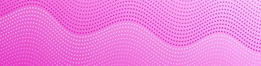 Noktalı ve dalgalı soyut bir arkaplan. Web pankartı boyutu. Tasarım elementi. Broşür, broşür, broşür, broşür, poster için vektör arkaplan. Pembe gradyan