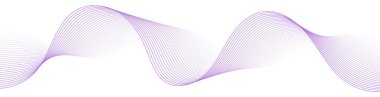 Çizgiler ve dalgalarla soyut bir arkaplan. Web pankartı boyutu. Tasarım elementi beyazda izole edildi. Broşür, broşür, broşür, broşür, poster için vektör arkaplan. Mor ve beyaz eğim