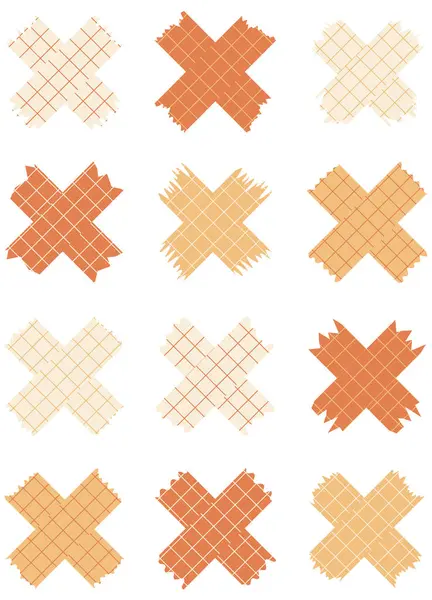 stock vector Set of paper sheets isolated on white. Pieces of decorative tape for scrapbooks. Tapes collection in vector. Ripped paper. Torn pieces of paper from a notebook in a cell. Orange and beige ribbons