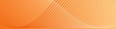 Çizgiler ve dalgalarla soyut bir arkaplan. Web pankartı boyutu. Tasarım elementi. Broşür, broşür, poster için vektör arkaplan. Turuncu gradyan. Sonbahar, aşk, Noel,