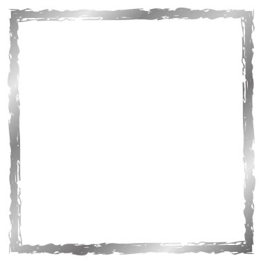 Gümüş kare çerçeve beyaza izole edilmiş. Eski bir çerçeve. Metin, fotoğraf, kart, sertifika, resim, afiş, poster için vektör çerçevesi. Metal doku 