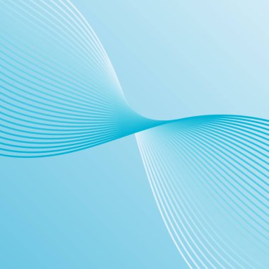 Çizgilerle soyut arkaplan. Dalgalı vektör pankartı. Poster, kart, broşür, broşür, broşür için arka plan. Tasarım için geometrik öge izole edildi. Mavi Gradyan