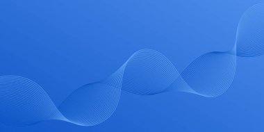 Çizgiler ve dalgalarla soyut bir arkaplan. Orta boy pankart. Tasarım elementi. Broşür, broşür, broşür, broşür, poster için vektör arkaplan. Mavi Gradyan