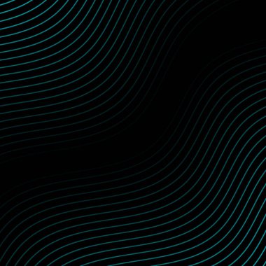 Çizgilerle soyut arkaplan. Dalgalı vektör pankartı. Poster, kart, broşür, broşür, broşür için arka plan. Siyah üzerine izole edilmiş tasarım için geometrik öge. Mavi ve siyah gradyan