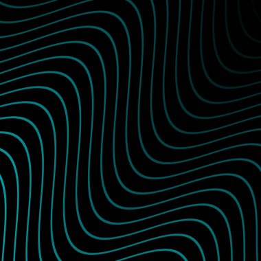 Çizgilerle soyut arkaplan. Dalgalı vektör pankartı. Poster, kart, broşür, broşür, broşür için arka plan. Siyah üzerine izole edilmiş tasarım için geometrik öge. Mavi ve siyah gradyan