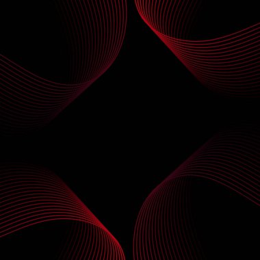 Çizgilerle soyut arkaplan. Dalgalı vektör pankartı. Poster, kart, broşür, broşür, broşür için arka plan. Tasarım için geometrik element. Kırmızı ve siyah eğim. Kara Cuma bayrağı