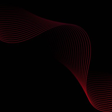 Çizgilerle soyut arkaplan. Dalgalı vektör pankartı. Poster, kart, broşür, broşür, broşür için arka plan. Tasarım için geometrik element. Kırmızı ve siyah eğim. Kara Cuma bayrağı