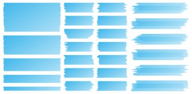 Beyaza izole edilmiş yarı şeffaf washi kasetleri. Washi kaset koleksiyonu vektör olarak. Albümler için dekoratif kaset parçaları. Yırtık kağıt. Gradyan