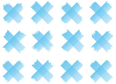 Beyaza izole edilmiş yarı şeffaf washi kasetleri. Washi kaset koleksiyonu vektör olarak. Albümler için dekoratif kaset parçaları. Yırtık kağıt. Gradyan