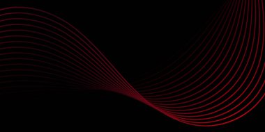 Çizgiler ve dalgalarla soyut bir arkaplan. Orta boy pankart. Tasarım elementi. Broşür, broşür, broşür, broşür, poster için vektör arkaplan. Kırmızı ve siyah eğim. Kara Cuma bayrağı