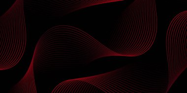 Çizgiler ve dalgalarla soyut bir arkaplan. Orta boy pankart. Tasarım elementi. Broşür, broşür, broşür, broşür, poster için vektör arkaplan. Kırmızı ve siyah eğim. Kara Cuma bayrağı