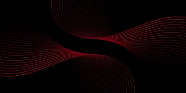 Çizgiler ve dalgalarla soyut bir arkaplan. Orta boy pankart. Tasarım elementi. Broşür, broşür, broşür, broşür, poster için vektör arkaplan. Kırmızı ve siyah eğim. Kara Cuma bayrağı