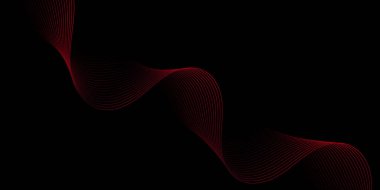 Çizgiler ve dalgalarla soyut bir arkaplan. Orta boy pankart. Tasarım elementi. Broşür, broşür, broşür, broşür, poster için vektör arkaplan. Kırmızı ve siyah eğim. Kara Cuma bayrağı