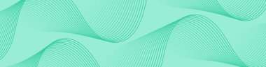 Çizgiler ve dalgalarla soyut bir arkaplan. Web pankartı boyutu. Tasarım elementi izole edildi. Broşür, broşür, broşür, broşür, poster için vektör arkaplan. Yeşil gradyan. Doğa, eko