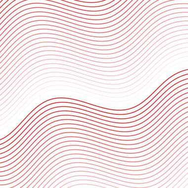 Çizgilerle soyut arkaplan. Dalgalı vektör pankartı. Poster, kart, broşür, broşür, broşür için arka plan. Tasarım için geometrik element. Kırmızı ve beyaz gradyan. Sevgililer Günü
