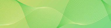 Çizgiler ve dalgalarla soyut bir arkaplan. Web pankartı boyutu. Tasarım elementi izole edildi. Broşür, broşür, broşür, broşür, poster için vektör arkaplan. Yeşil ve sarı eğim
