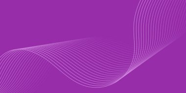 Çizgiler ve dalgalarla soyut bir arkaplan. Orta boy pankart. Tasarım elementi. Broşür, broşür, broşür, broşür, poster için vektör arkaplan. Mor Gradyan