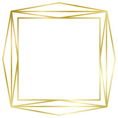 Altın kare çerçeve beyaza izole edilmiş. İlginç bir çerçeve. Metin, fotoğraf, kart, sertifika, resim, afiş, poster için vektör çerçevesi. Altın