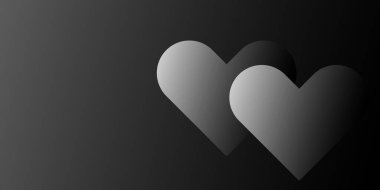 Kalpli vektör geçmişi. Orta boy pankart. Tasarım elementi. Broşür, broşür, broşür, poster, sertifika için arka plan. Siyah ve beyaz. Aşk, Sevgililer Günü