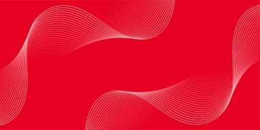 Çizgiler ve dalgalarla soyut bir arkaplan. Orta boy pankart. Tasarım elementi. Broşür, broşür, broşür, broşür, poster için vektör arkaplan. Kırmızı ve beyaz gradyan. Aşk, Sevgililer Günü