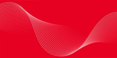 Çizgiler ve dalgalarla soyut bir arkaplan. Orta boy pankart. Tasarım elementi. Broşür, broşür, broşür, broşür, poster için vektör arkaplan. Kırmızı ve beyaz gradyan. Aşk, Sevgililer Günü