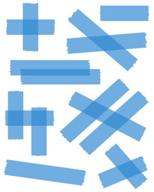 Beyaza izole edilmiş yarı şeffaf washi kasetleri. Kaset toplama vektörü. Albümler için dekoratif kaset parçaları. Yırtık kağıt