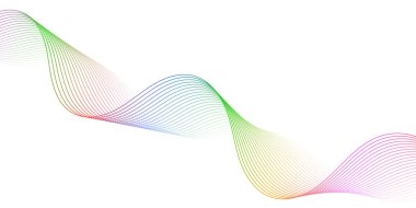 Çizgiler ve dalgalarla soyut bir arkaplan. Orta boy pankart. Tasarım elementi beyazda izole edildi. Broşür, broşür, broşür, broşür, poster için vektör arkaplan. Renkli ve beyaz eğimli