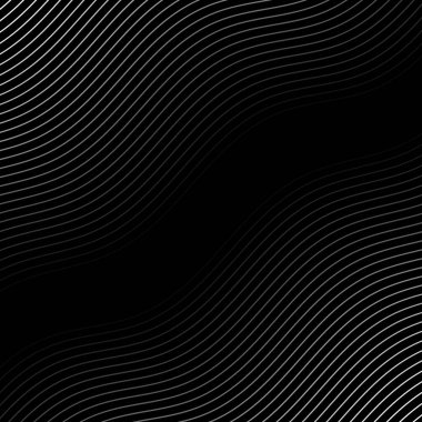 Çizgiler ve dalgalarla soyut bir arkaplan. Pankart. Tasarım elementi siyahta izole edildi. Broşür, broşür, broşür, broşür, poster için vektör arkaplan. Beyaz ve siyah gradyan