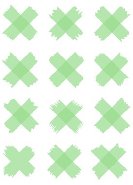 Beyaza izole edilmiş yarı şeffaf washi bantları. Kaset toplama vektörü. Albümler için dekoratif kaset parçaları. Yırtık kağıt