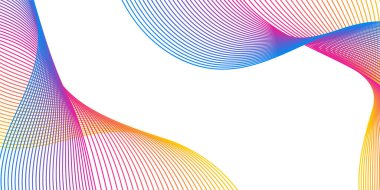 Çizgiler ve dalgalarla soyut bir arkaplan. Orta boy pankart. Tasarım elementi beyazda izole edildi. Broşür, broşür, broşür, broşür, poster için vektör arkaplan. Renkli gradyan