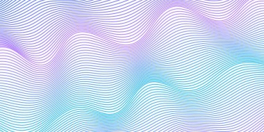 Çizgiler ve dalgalarla soyut bir arkaplan. Orta boy pankart. Tasarım elementi beyazda izole edildi. Broşür, broşür, broşür, broşür, poster için vektör arkaplan. Renkli bir eğilim. Mavi ve mor