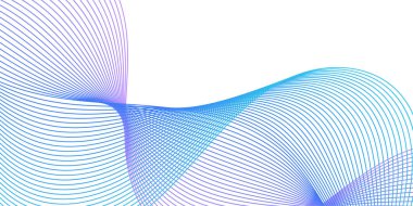 Çizgiler ve dalgalarla soyut bir arkaplan. Orta boy pankart. Tasarım elementi beyazda izole edildi. Broşür, broşür, broşür, broşür, poster için vektör arkaplan. Renkli bir eğilim. Mavi ve mor