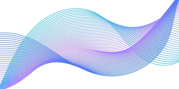 Çizgiler ve dalgalarla soyut bir arkaplan. Orta boy pankart. Tasarım elementi beyazda izole edildi. Broşür, broşür, broşür, broşür, poster için vektör arkaplan. Renkli bir eğilim. Mavi ve mor