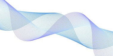 Çizgiler ve dalgalarla soyut bir arkaplan. Orta boy pankart. Tasarım elementi beyazda izole edildi. Broşür, broşür, broşür, broşür, poster için vektör arkaplan. Renkli bir eğilim. Mavi ve mor