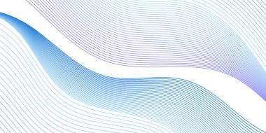 Çizgiler ve dalgalarla soyut bir arkaplan. Orta boy pankart. Tasarım elementi beyazda izole edildi. Broşür, broşür, broşür, broşür, poster için vektör arkaplan. Renkli bir eğilim. Mavi ve mor