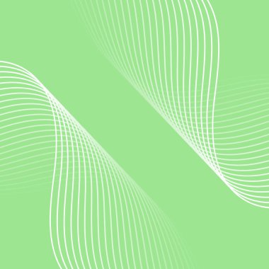 Çizgiler ve dalgalarla soyut bir arkaplan. Pankart. Tasarım elementi izole edildi. Broşür, broşür, broşür, broşür, poster için vektör arkaplan. Yeşil ve beyaz gradyan. Doğa, ekoloji, vegan