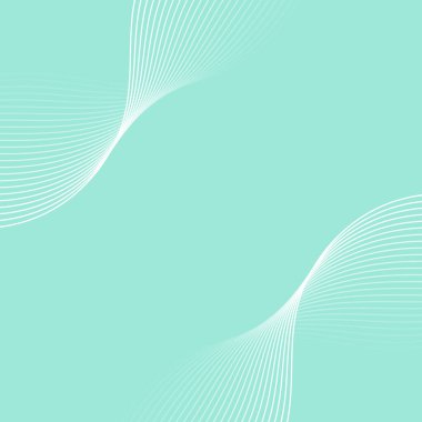 Çizgiler ve dalgalarla soyut bir arkaplan. Pankart. Tasarım elementi izole edildi. Broşür, broşür, broşür, broşür, poster için vektör arkaplan. Yeşil ve beyaz gradyan. Turkuaz, mavi