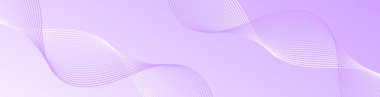 Çizgiler ve dalgalarla soyut bir arkaplan. Web pankartı boyutu. Tasarım elementi izole edildi. Broşür, broşür, broşür, broşür, poster için vektör arkaplan. Mor ve beyaz eğim