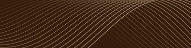 Çizgiler ve dalgalarla soyut bir arkaplan. Web pankartı boyutu. Tasarım elementi izole edildi. Broşür, broşür, poster için vektör arkaplan. Kahverengi ve bej rengi. Kahve, çikolata, şeker, kafe.