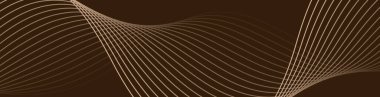 Çizgiler ve dalgalarla soyut bir arkaplan. Web pankartı boyutu. Tasarım elementi izole edildi. Broşür, broşür, poster için vektör arkaplan. Kahverengi ve bej rengi. Kahve, çikolata, şeker, kafe.